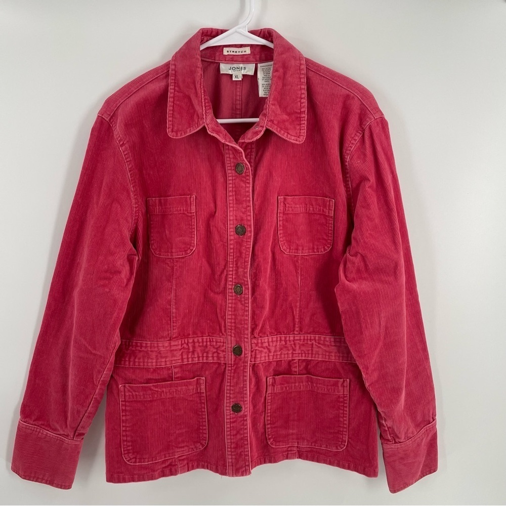 Jones Sport Vintage Wide Whale Watermelon Corduroy Long Sleeve Button Up Jacket
